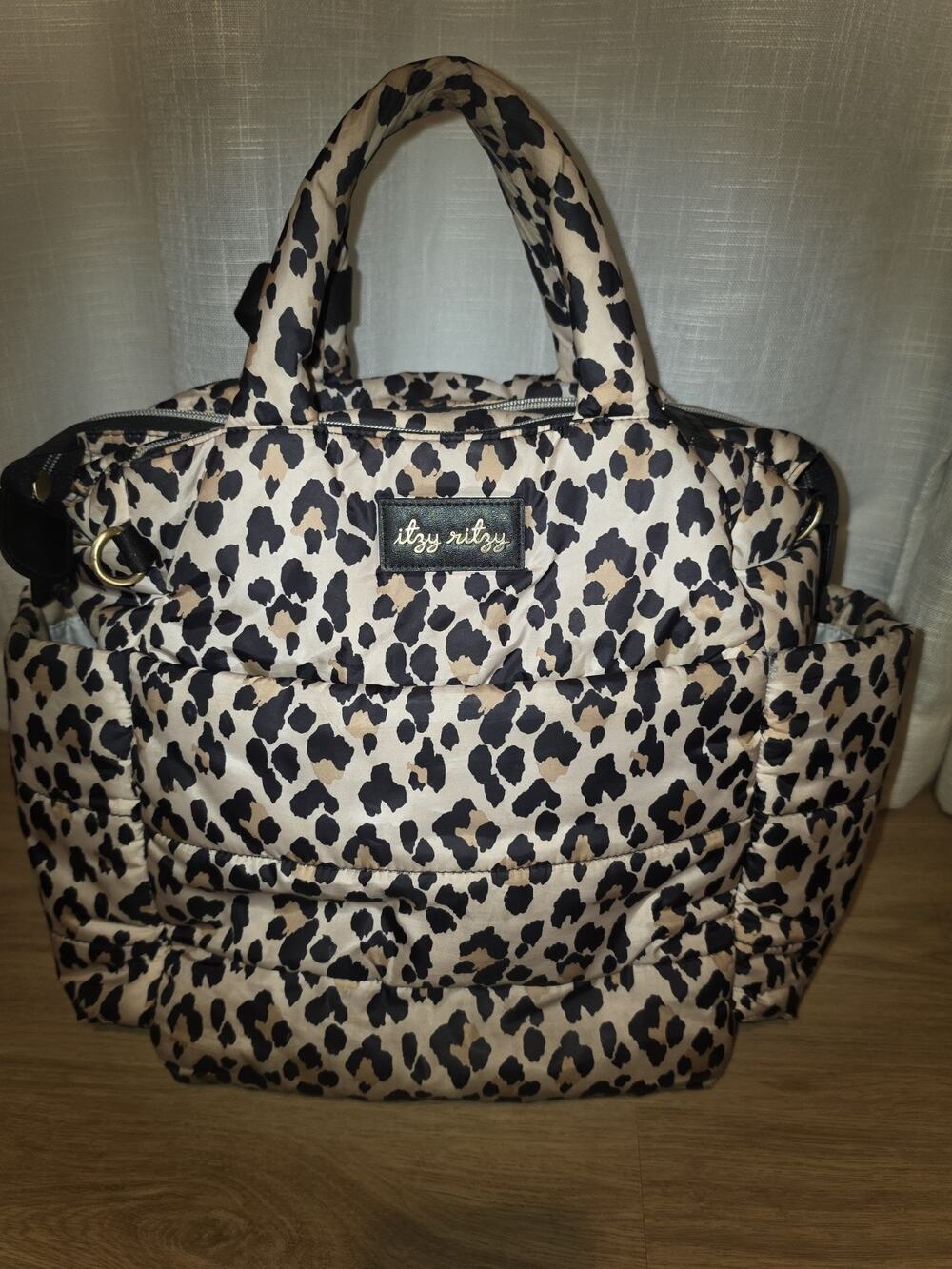 Itzy Ritzy Dream Convertible Diaper Bag quilted leopard print